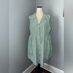 EUC Green Striped Sleeveless Blouse